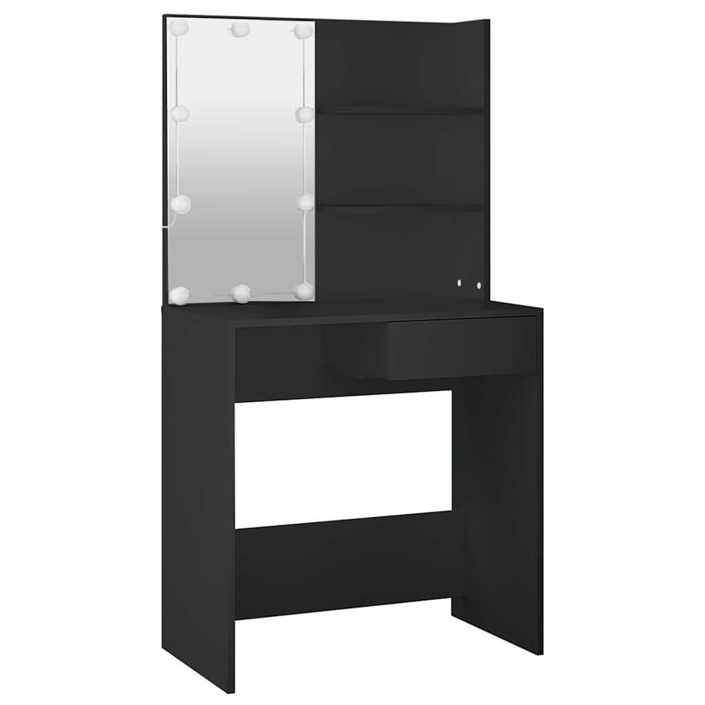 vidaXL Dressing Table with LED Black 74,5x40x141 cm