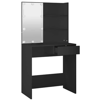 vidaXL Dressing Table with LED Black 74,5x40x141 cm
