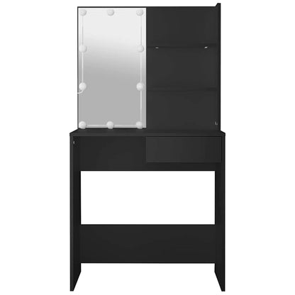 vidaXL Dressing Table with LED Black 74,5x40x141 cm