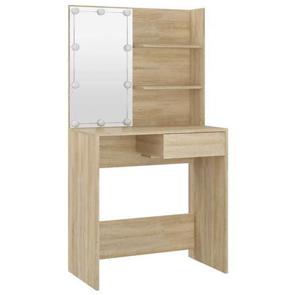 vidaXL Dressing Table with LED Sonoma Oak 74.5x40x141 cm