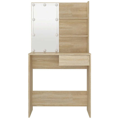 vidaXL Dressing Table with LED Sonoma Oak 74.5x40x141 cm