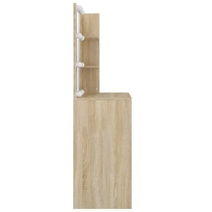 vidaXL Dressing Table with LED Sonoma Oak 74.5x40x141 cm