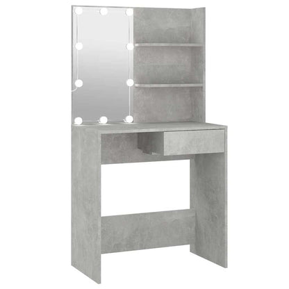 vidaXL Dressing Table with LED Concrete Grey 74,5x40x141 cm