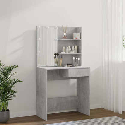 vidaXL Dressing Table with LED Concrete Grey 74,5x40x141 cm