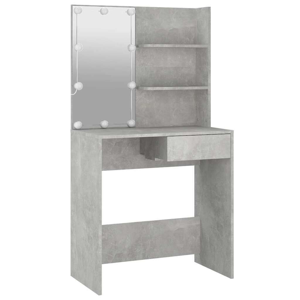 vidaXL Dressing Table with LED Concrete Grey 74,5x40x141 cm