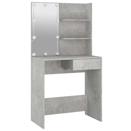 vidaXL Dressing Table with LED Concrete Grey 74,5x40x141 cm