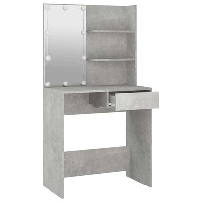 vidaXL Dressing Table with LED Concrete Grey 74,5x40x141 cm