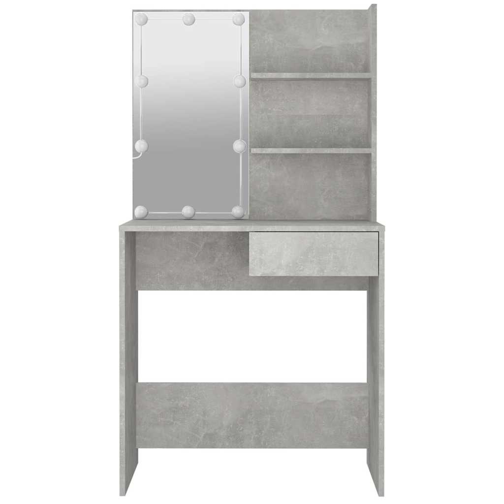 vidaXL Dressing Table with LED Concrete Grey 74,5x40x141 cm