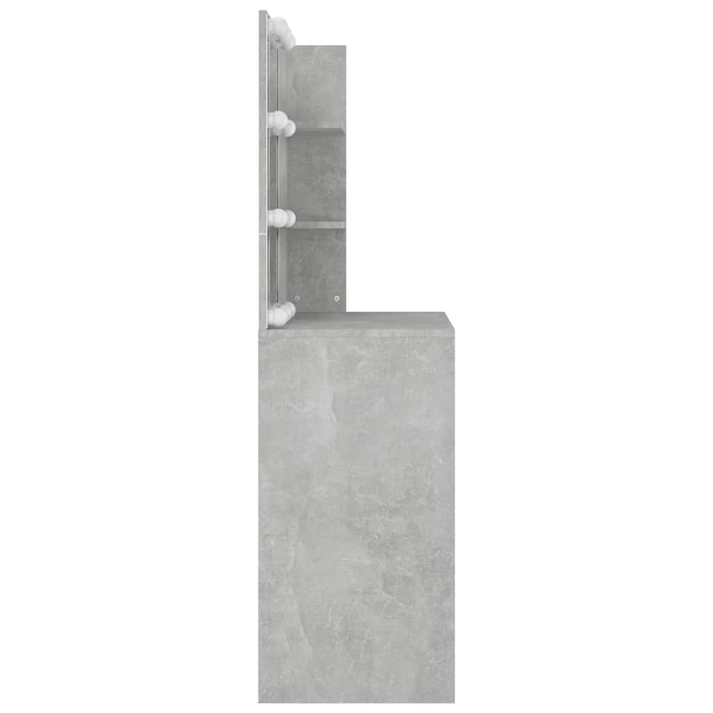 vidaXL Dressing Table with LED Concrete Grey 74.5x40x141 cm
