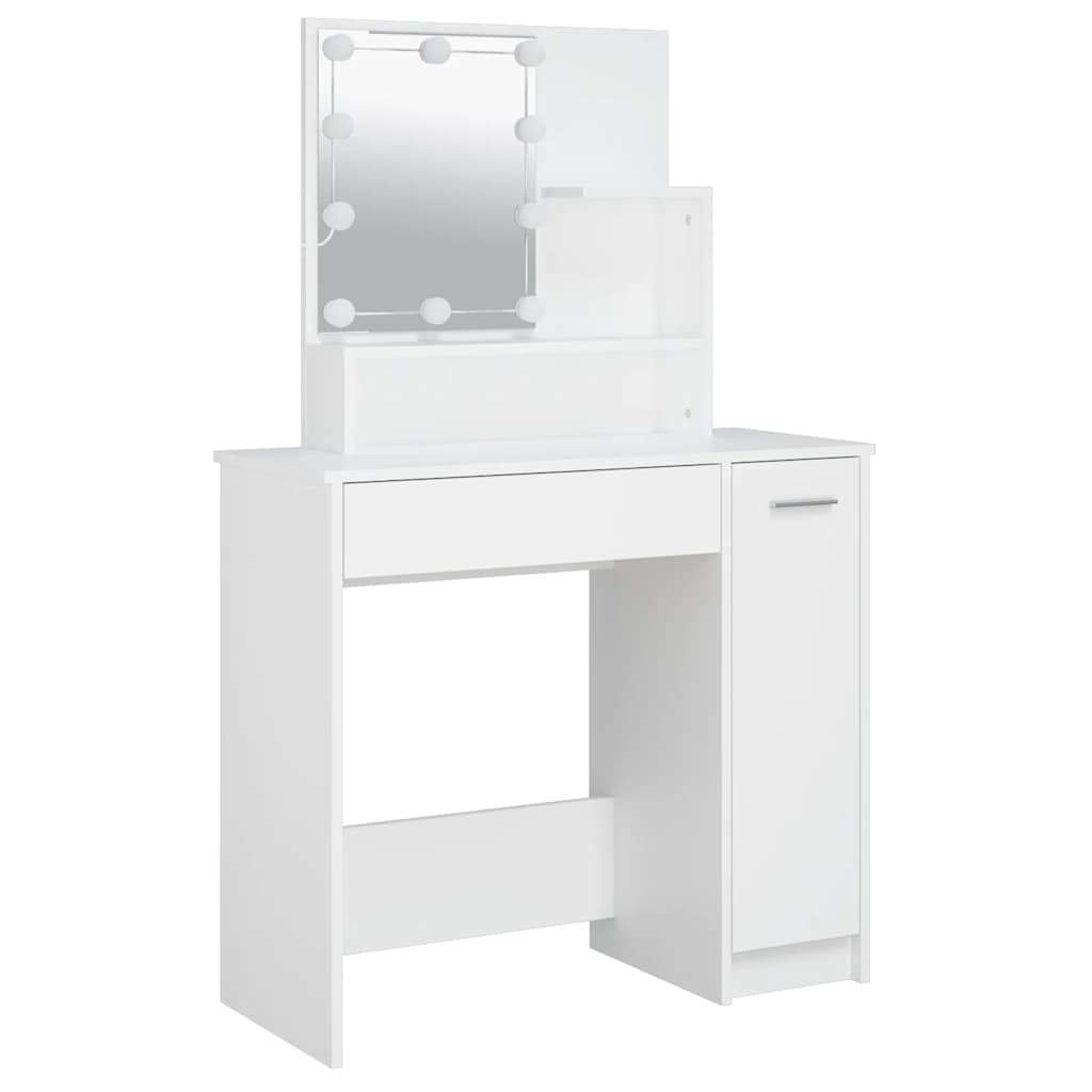 vidaXL Dressing Table with LED White 86.5x35x136 cm