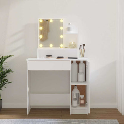 vidaXL Dressing Table with LED White 86,5x35x136 cm