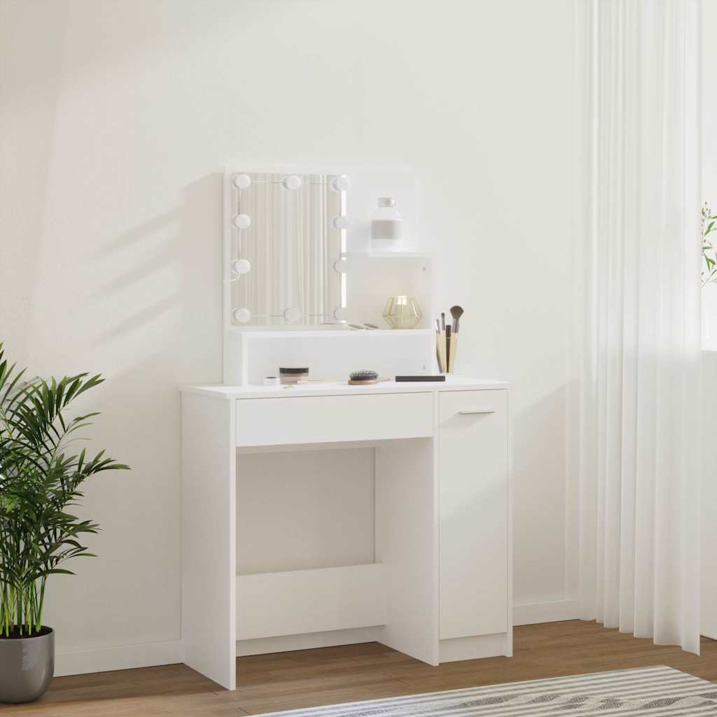vidaXL Dressing Table with LED White 86,5x35x136 cm