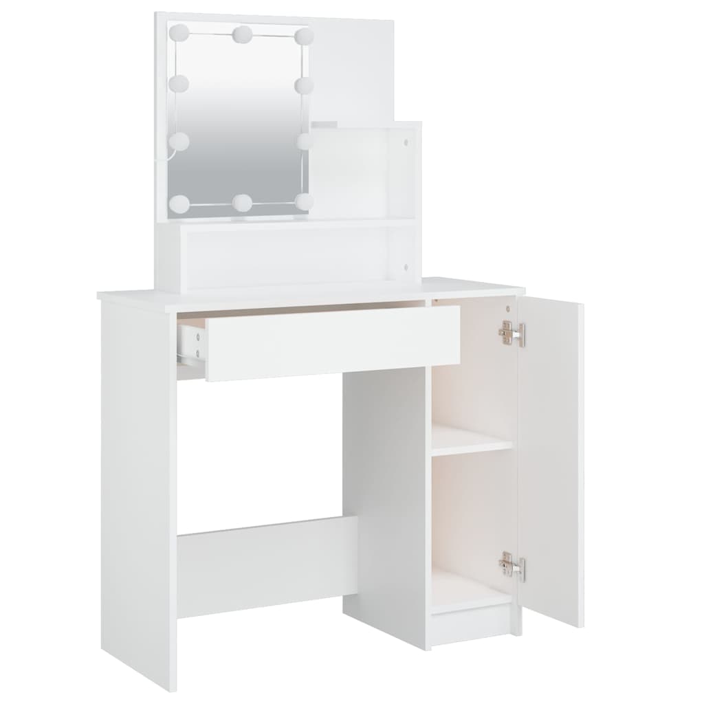 vidaXL Dressing Table with LED White 86,5x35x136 cm