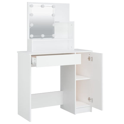vidaXL Dressing Table with LED White 86,5x35x136 cm