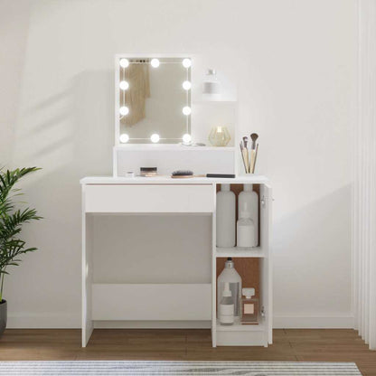 vidaXL Dressing Table with LED White 86,5x35x136 cm