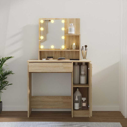 vidaXL Dressing Table with LED Sonoma Oak 86,5x35x136 cm