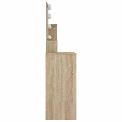 vidaXL Dressing Table with LED Sonoma Oak 86,5x35x136 cm