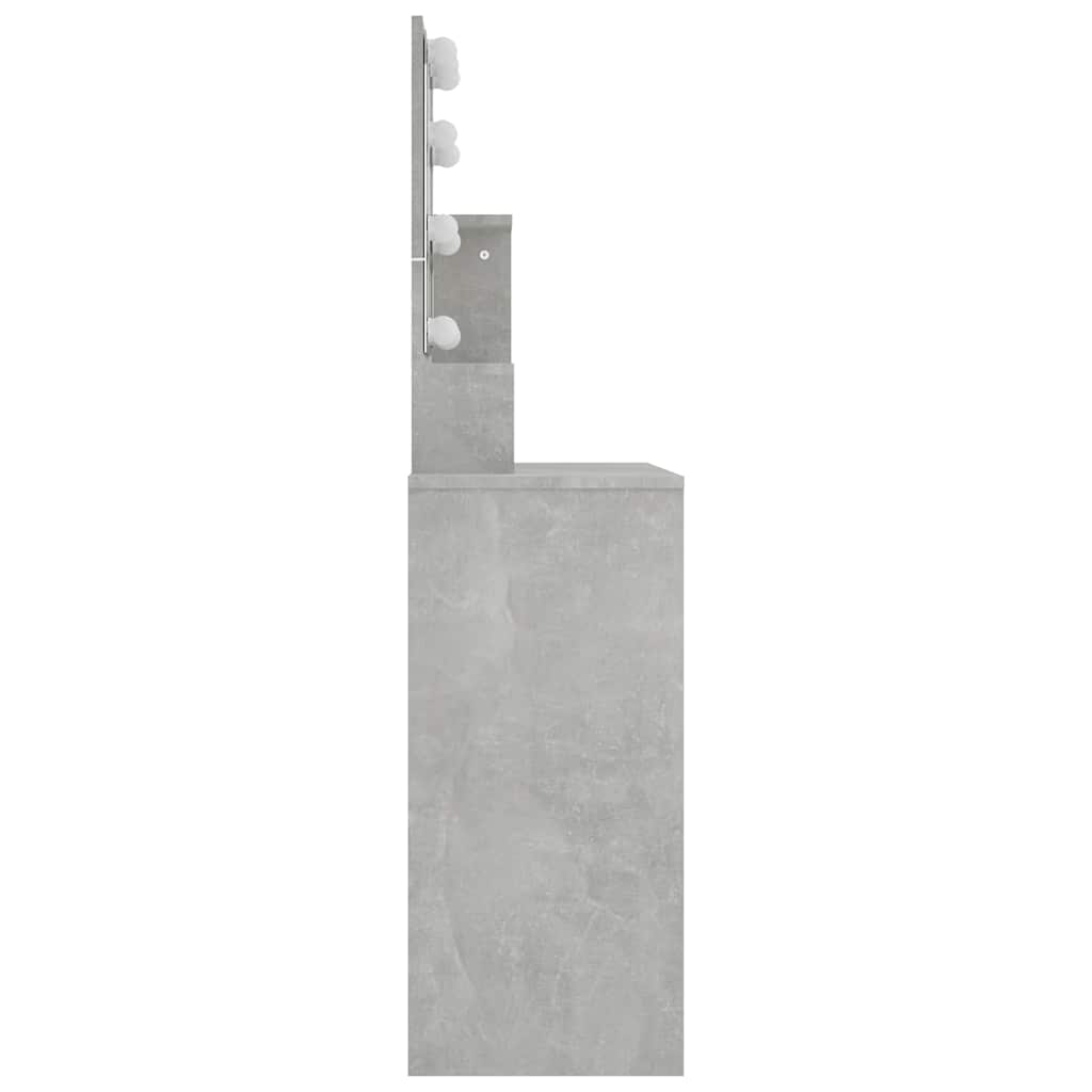 vidaXL Dressing Table with LED Concrete Grey 86,5x35x136 cm