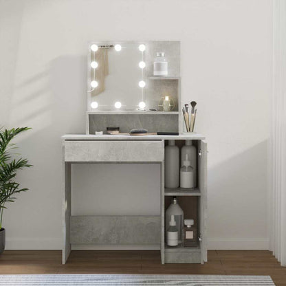 vidaXL Dressing Table with LED Concrete Grey 86,5x35x136 cm