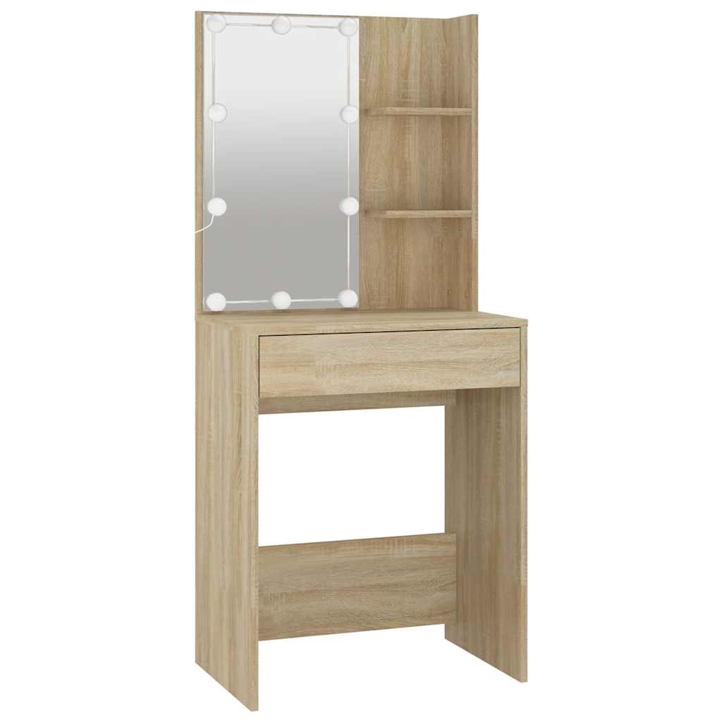 vidaXL Dressing Table | Sonoma oak | Engineered wood, acrylic | Medium