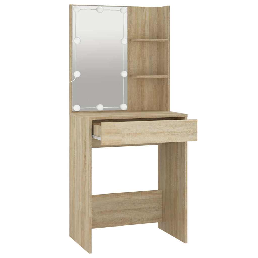 vidaXL Dressing Table | Sonoma oak | Engineered wood, acrylic | Medium