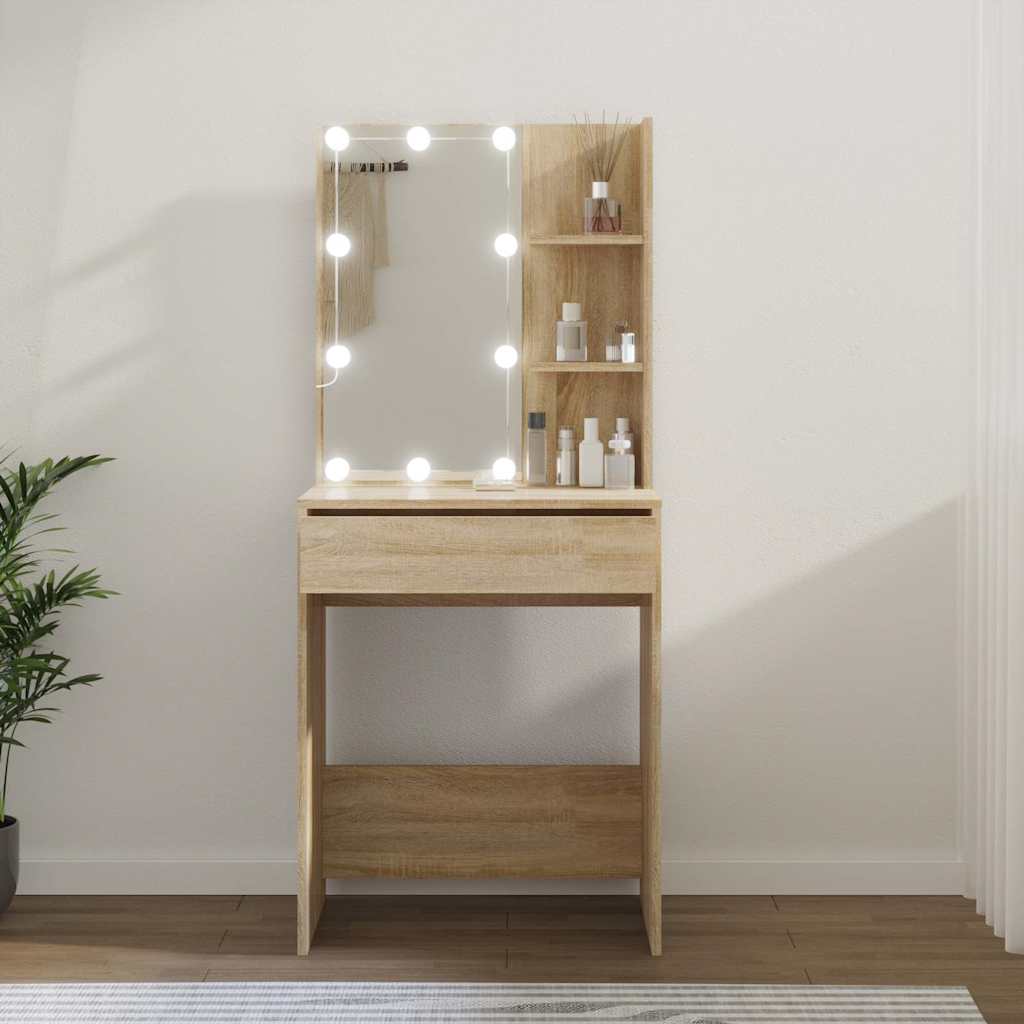 vidaXL Dressing Table with LED Sonoma Oak 60x40x140 cm