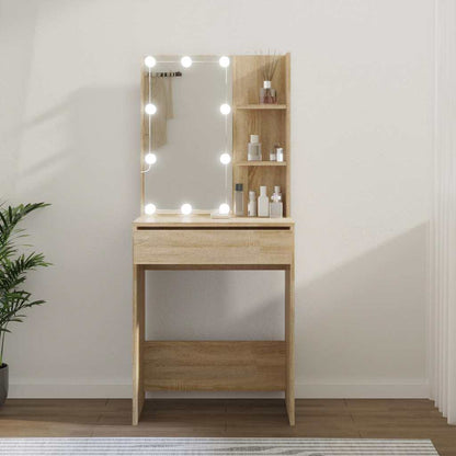 vidaXL Dressing Table with LED Sonoma Oak 60x40x140 cm