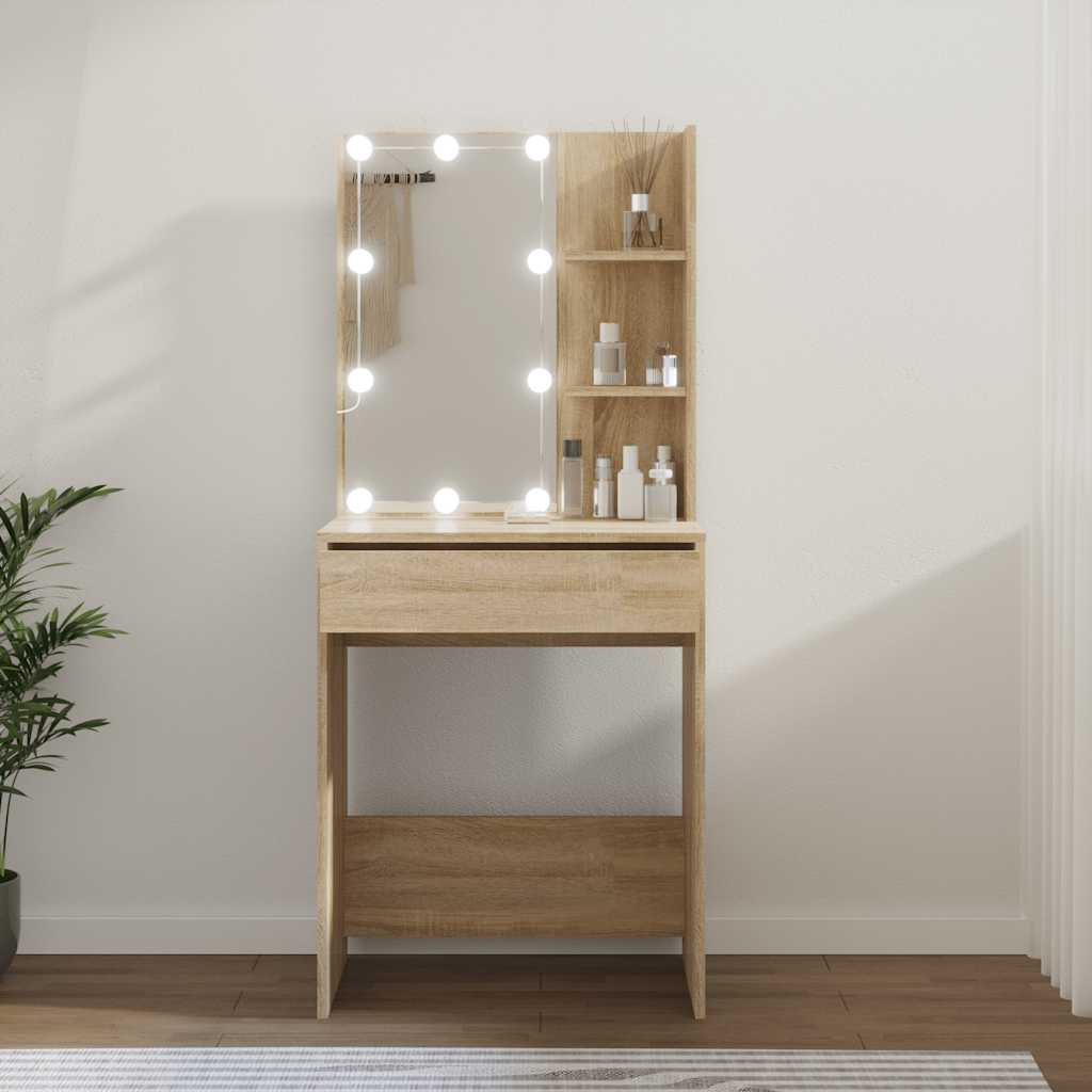 vidaXL Dressing Table | Sonoma oak | Engineered wood, acrylic | Medium