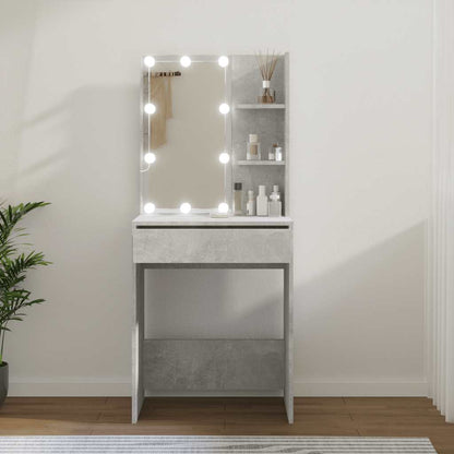 vidaXL Dressing Table with LED Concrete Grey 60x40x140 cm
