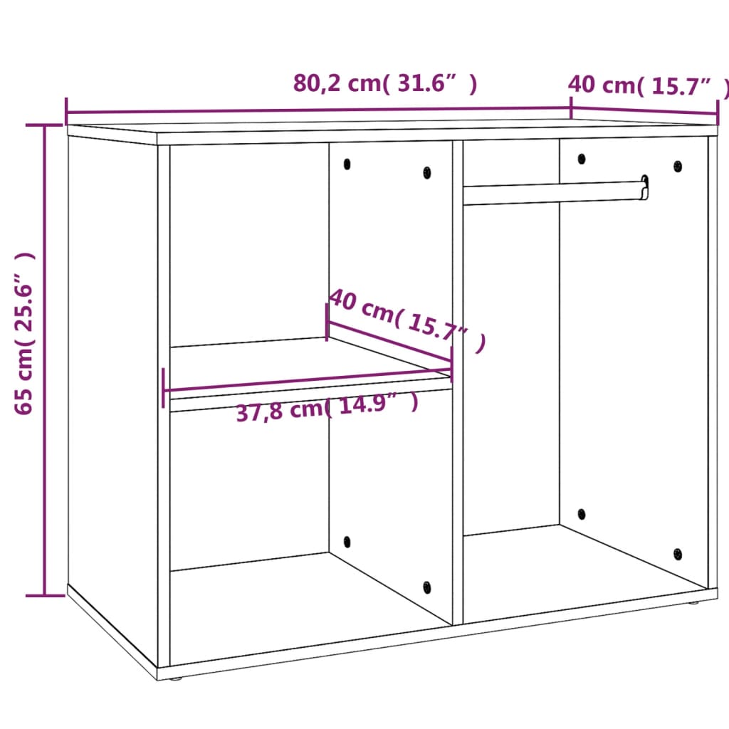 vidaXL Dressing Cabinet Sonoma Oak 80x40x65 cm Engineered Wood