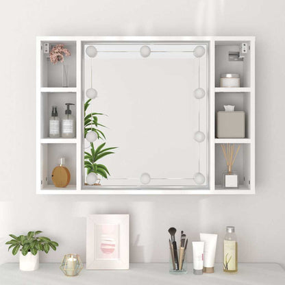 vidaXL Mirror Cabinet with LED White 76x15x55 cm