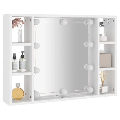 vidaXL Mirror Cabinet with LED White 76x15x55 cm