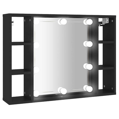 808856 vidaXL Mirror Cabinet with LED Black 76x15x55 cm
