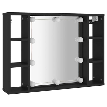 808856 vidaXL Mirror Cabinet with LED Black 76x15x55 cm