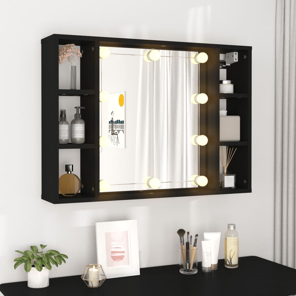 vidaXL Mirror Cabinet | Black | Engineered wood, acrylic | Medium