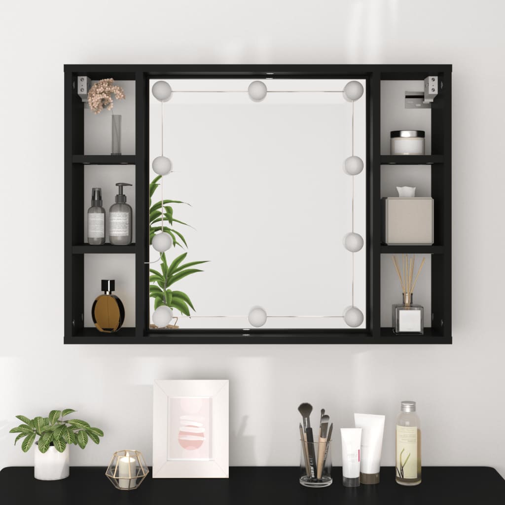 vidaXL Mirror Cabinet | Black | Engineered wood, acrylic | Medium