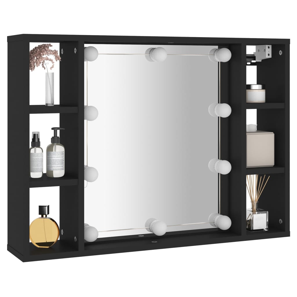 vidaXL Mirror Cabinet | Black | Engineered wood, acrylic | Medium