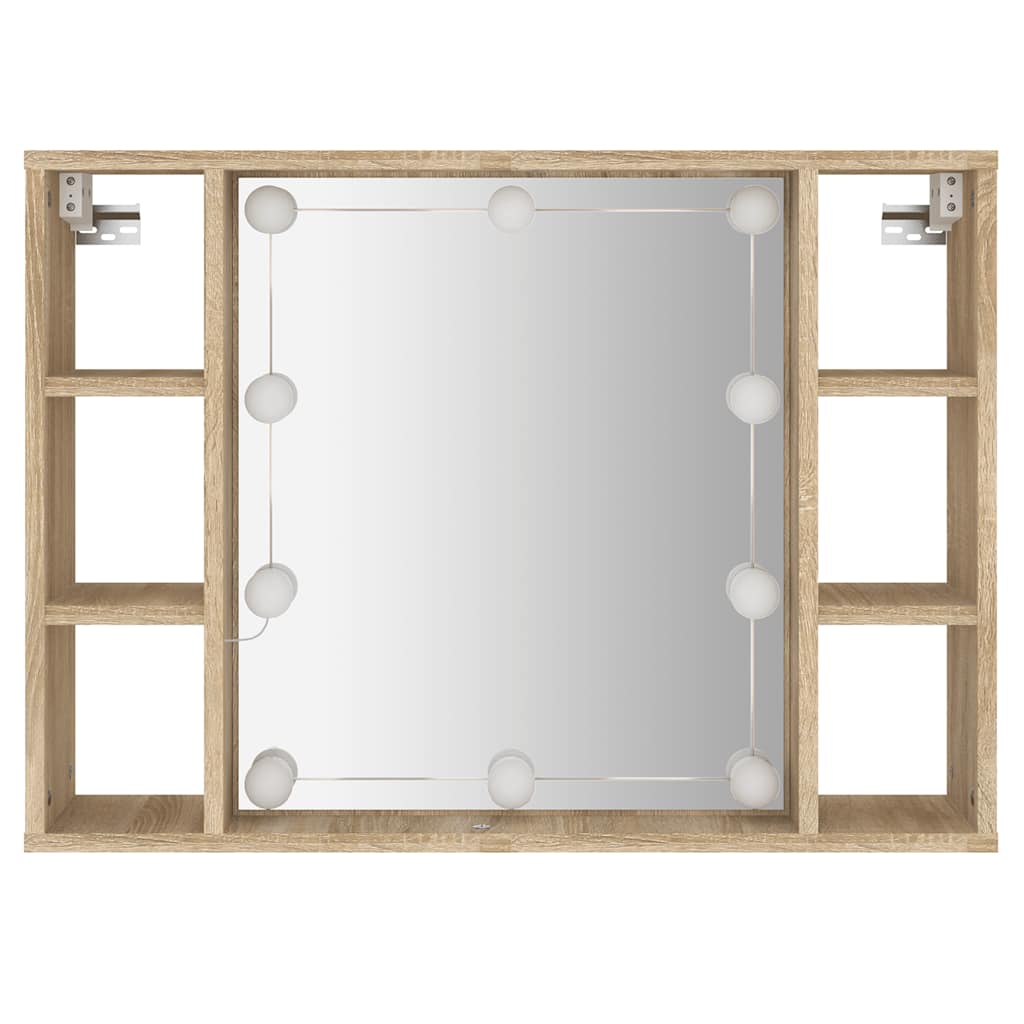 vidaXL Mirror Cabinet with LED Sonoma Oak 76x15x55 cm