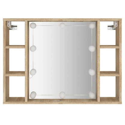 vidaXL Mirror Cabinet with LED Sonoma Oak 76x15x55 cm