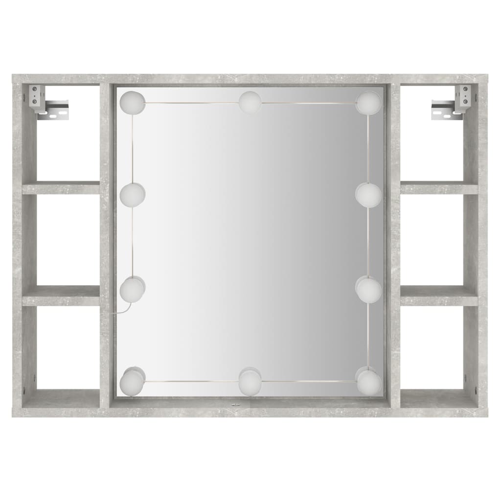 vidaXL Mirror Cabinet with LED Concrete Grey 76x15x55 cm