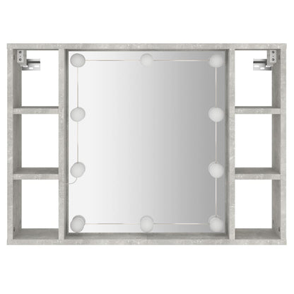 vidaXL Mirror Cabinet with LED Concrete Grey 76x15x55 cm