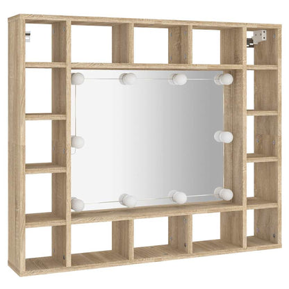 vidaXL Mirror Cabinet with LED Sonoma Oak 91x15x76.5 cm