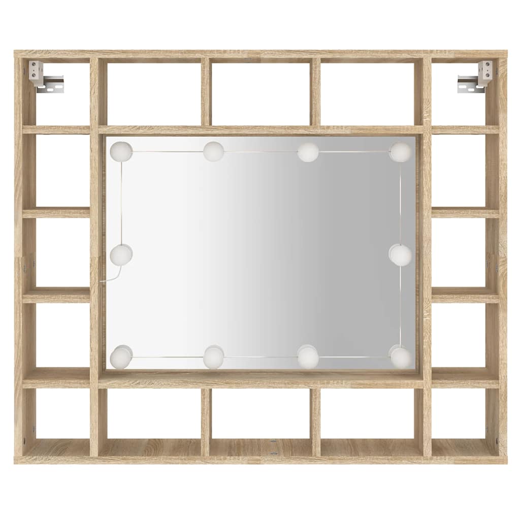 vidaXL Mirror Cabinet with LED Sonoma Oak 91x15x76.5 cm