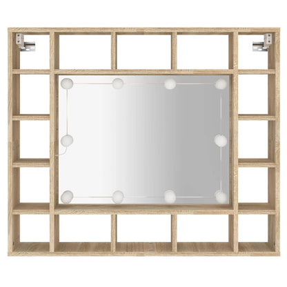 vidaXL Mirror Cabinet with LED Sonoma Oak 91x15x76.5 cm