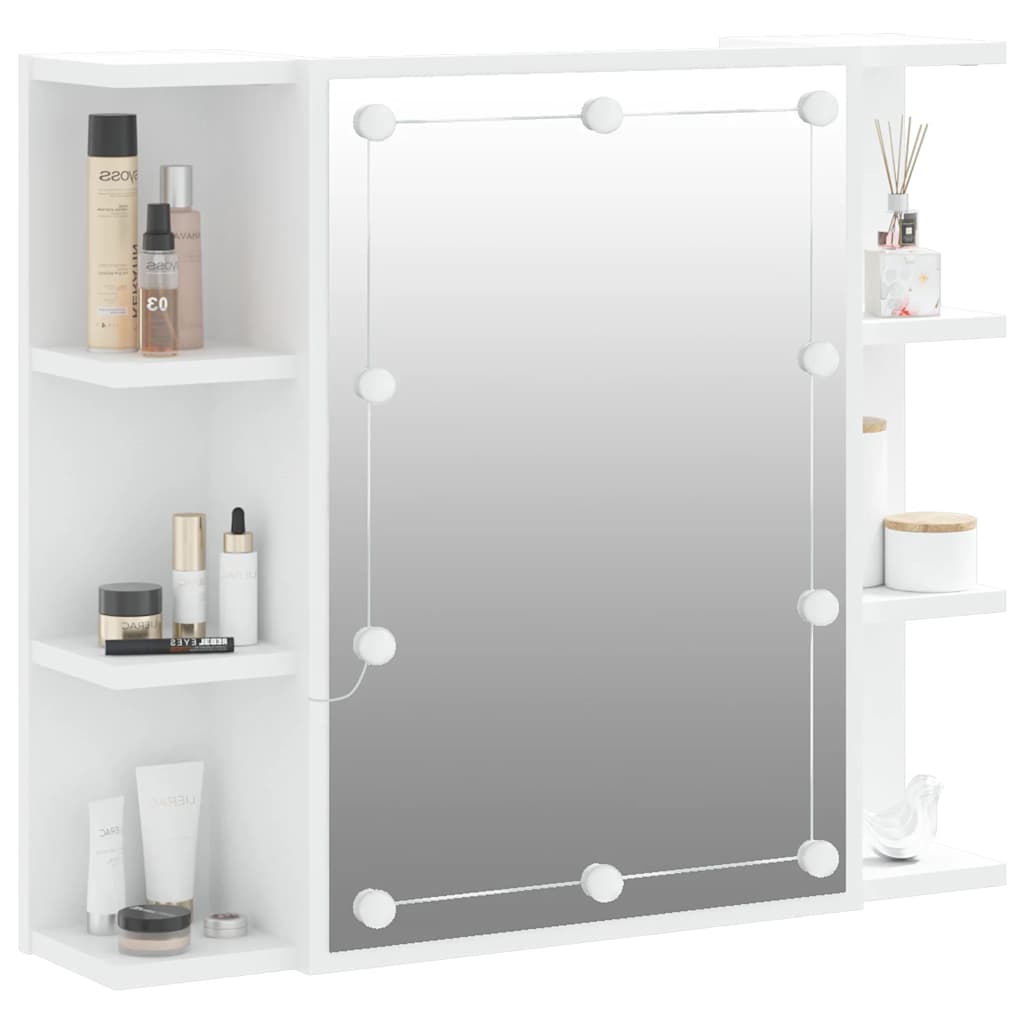 vidaXL Mirror Cabinet with LED White 70x16.5x60 cm