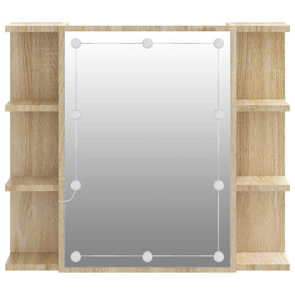 vidaXL Mirror Cabinet with LED Sonoma Oak 70x16.5x60 cm