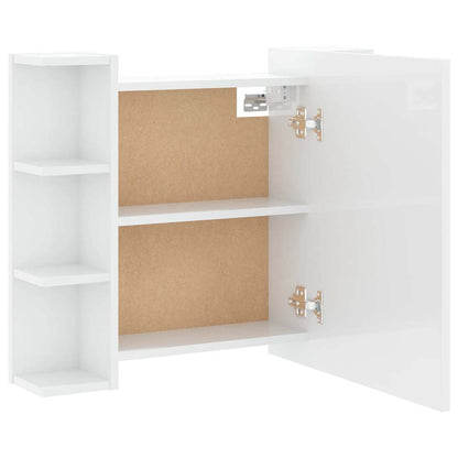 vidaXL Mirror Cabinet with LED High Gloss White 70x16.5x60 cm