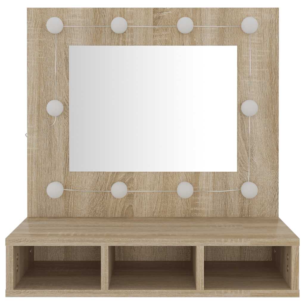 vidaXL Mirror Cabinet with LED Sonoma Oak 60x31.5x62 cm