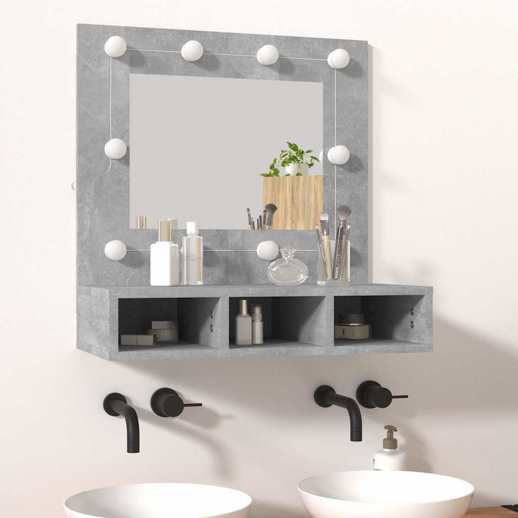 vidaXL Mirror Cabinet with LED Concrete Grey 60x31,5x62 cm