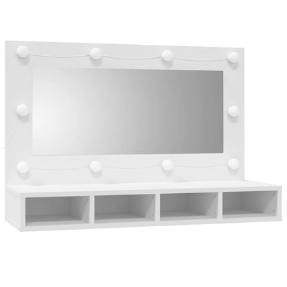 vidaXL Mirror Cabinet with LED White 90x31.5x62 cm